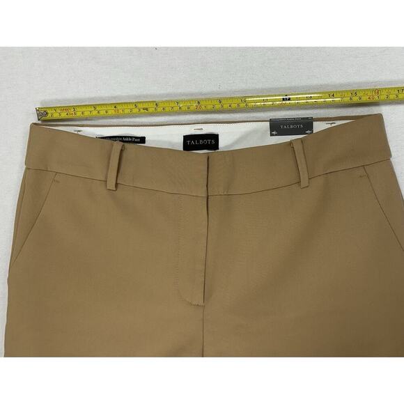 NWT $99 Talbots SZ 10 Tan Beige Slacks Petite Pants Flat Front Hampshire Ankle - Picture 1 of 8